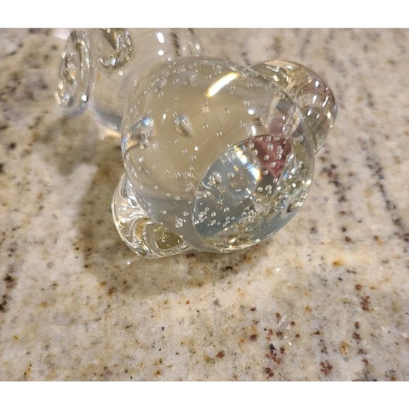 Glass Owl Figurine Or Paperweight Bubbled Glass. Smooth Bottom 4" - Picture 9 of 12